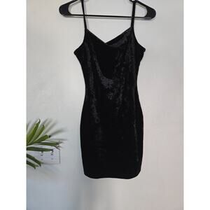 Zaful Black Velvet Mini Dress Size Small | Strappy Bodycon Style